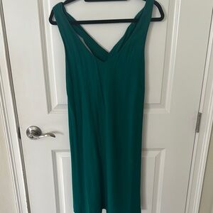 LOFT NWT Emerald Green A-Line Criss-Cross-Strappy Dress Size Large